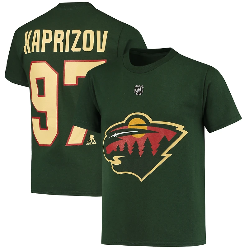 T-shirt avec nom et numéro de joueur du Minnesota Wild Kirill Kaprizov pour jeunes, vert