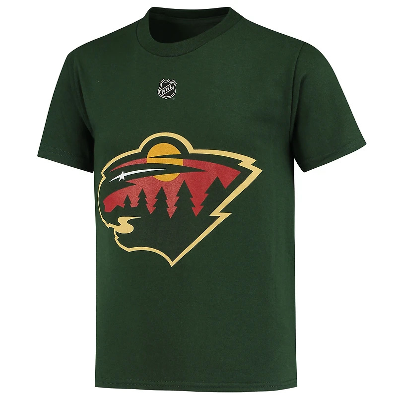 T-shirt avec nom et numéro de joueur du Minnesota Wild Kirill Kaprizov pour jeunes, vert