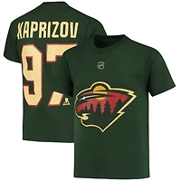 T-shirt vert pour jeune Kirill Kaprizov, joueur du Minnesota Wild, avec son nom et numéro