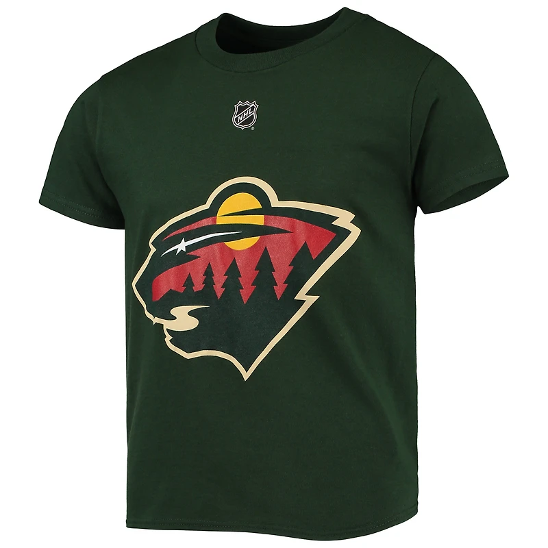 T-shirt vert avec nom et numéro de joueur du Minnesota Wild Marc-Andre Fleury pour jeunes