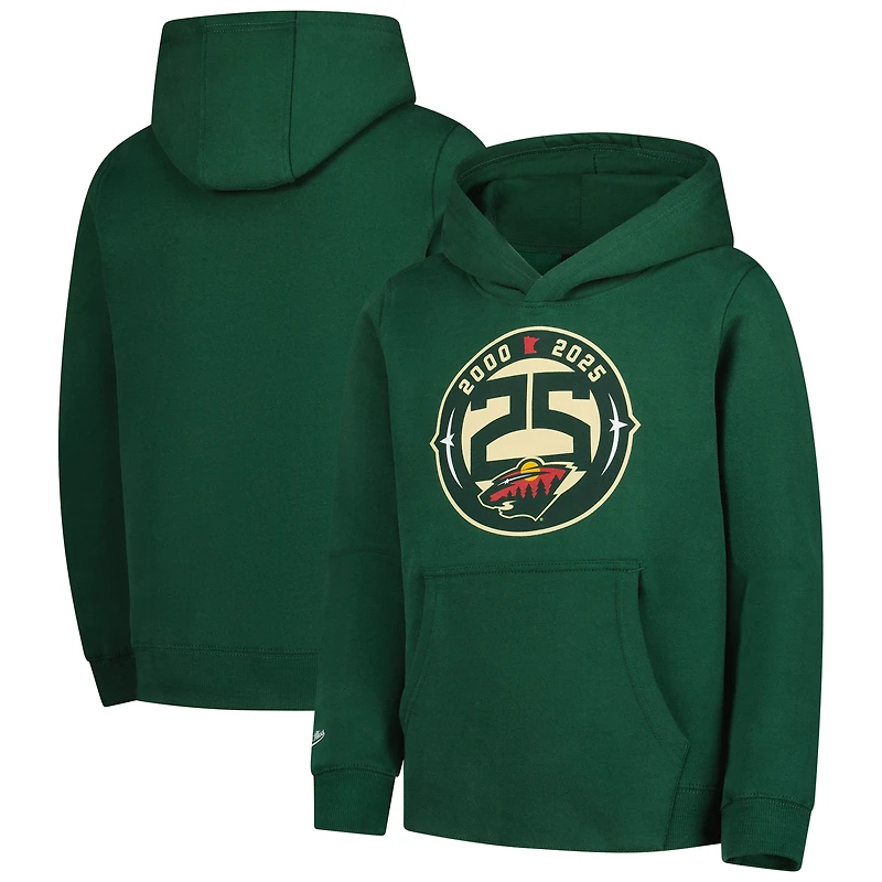 Youth Mitchell & Ness Green Minnesota Wild 25 Year Hoodie