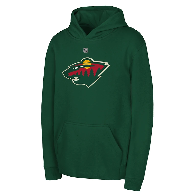 Youth Outerstuff Green Minnesota Wild Primary Logo Pullover Hoodie