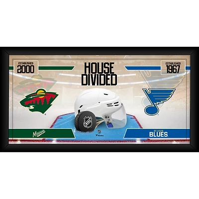 Collage de hockey encadré 10" x 20" du Minnesota Wild contre le St. Louis Blues
