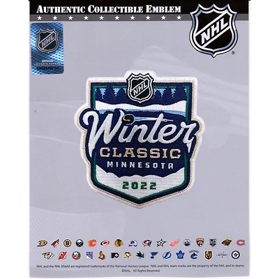 Écusson de maillot non signé de l'emblème national du match de la Classique d'hiver de la LNH 2022 entre le Wild du Minnesota et les Blues de St. Louis