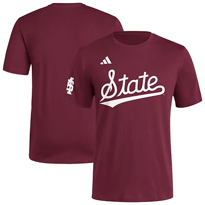 Men's adidas  Maroon Mississippi State Bulldogs Fresh Wordmark T-Shirt