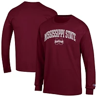 T-shirt à manches longues pour homme Champion Maroon Mississippi State Bulldogs Arch Over Logo