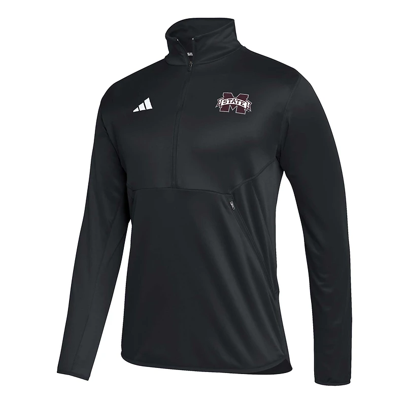 Haut à demi-zip AEROREADY Sideline des Bulldogs du Mississippi State adidas noir pour homme