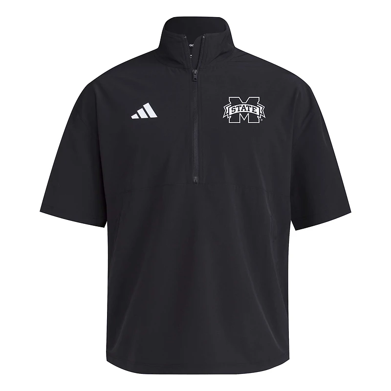 Men's adidas Black Mississippi State Bulldogs 2024 Half-Zip Short Sleeve Training Jacket
