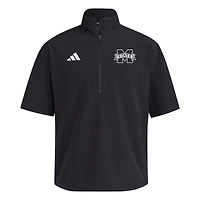 Men's adidas Black Mississippi State Bulldogs 2024 Half-Zip Short Sleeve Training Jacket