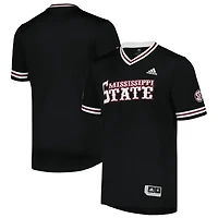 Maillot de baseball réplique adidas noir à col en V pour homme, Mississippi State Bulldogs