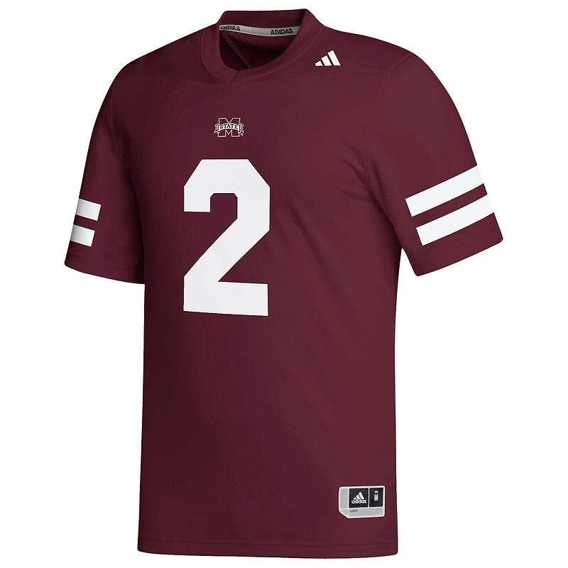 Maillot de football américain domicile NIL des Bulldogs du Mississippi, couleur bordeaux, pour homme, adidas Blake Shapen