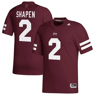 Maillot de football américain domicile NIL des Bulldogs du Mississippi, couleur bordeaux, pour homme, adidas Blake Shapen
