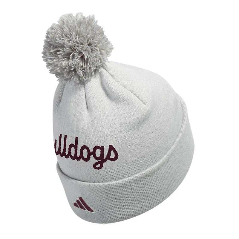 Bonnet en tricot à revers gris Mississippi State Bulldogs adidas pour hommes avec pompon