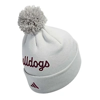 Bonnet en tricot à revers gris Mississippi State Bulldogs adidas pour hommes avec pompon