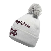 Bonnet en tricot à revers gris Mississippi State Bulldogs adidas pour hommes avec pompon