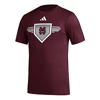 T-shirt d'avant-match adidas Maroon Mississippi State Bulldogs 2023/24 AEROREADY Homeland Plate pour homme