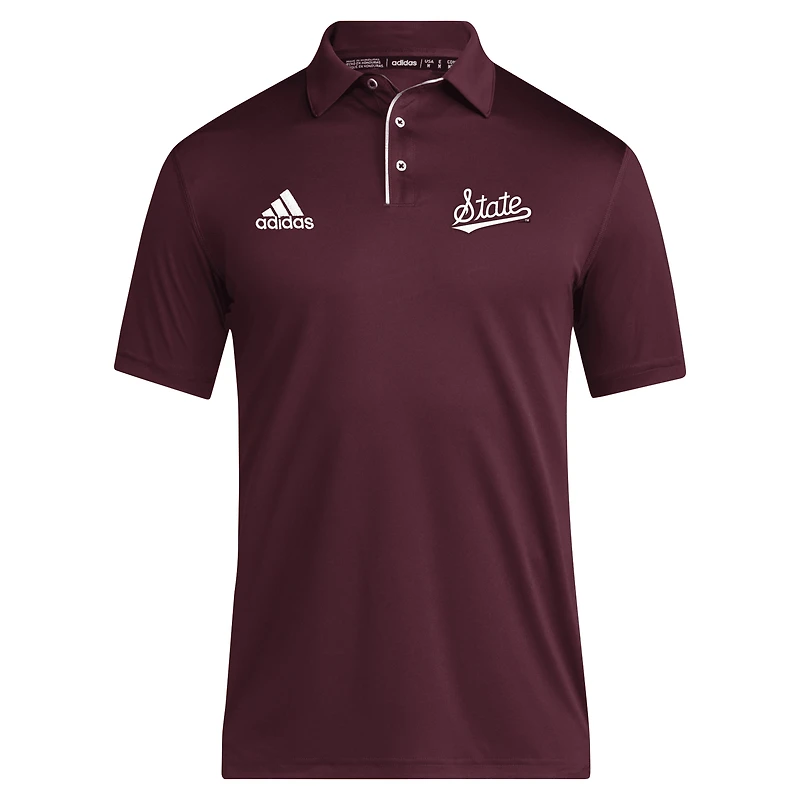 Men's adidas Maroon Mississippi State Bulldogs 2024 Coaches AEROREADY Polo