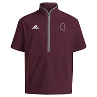 Veste à manches courtes demi-zip adidas pour hommes Mississippi State Bulldogs Coaches Sideline