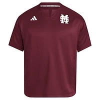 Men's adidas  Maroon Mississippi State Bulldogs Dugout Coaches Adizero Notch Neck Pullover Top