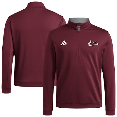Pull adidas marron Mississippi State Bulldogs Elevated Tri-Blend à quart de zip pour homme