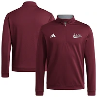 Pull adidas marron Mississippi State Bulldogs Elevated Tri-Blend à quart de zip pour homme
