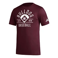 T-shirt d'avant-match de baseball adidas Maroon Mississippi State Bulldogs Exit Velocity pour hommes AEROREADY