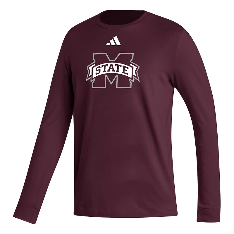 Men's adidas  Maroon Mississippi State Bulldogs Locker Logo Fresh Long Sleeve T-Shirt