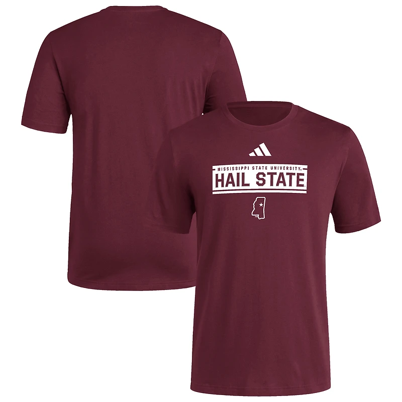 T-shirt d'avant-match adidas bordeaux Mississippi State Bulldogs pour homme