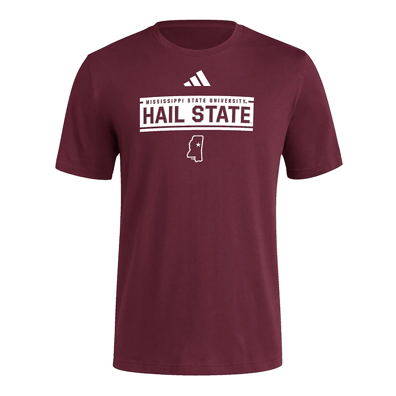 T-shirt d'avant-match adidas bordeaux Mississippi State Bulldogs pour homme