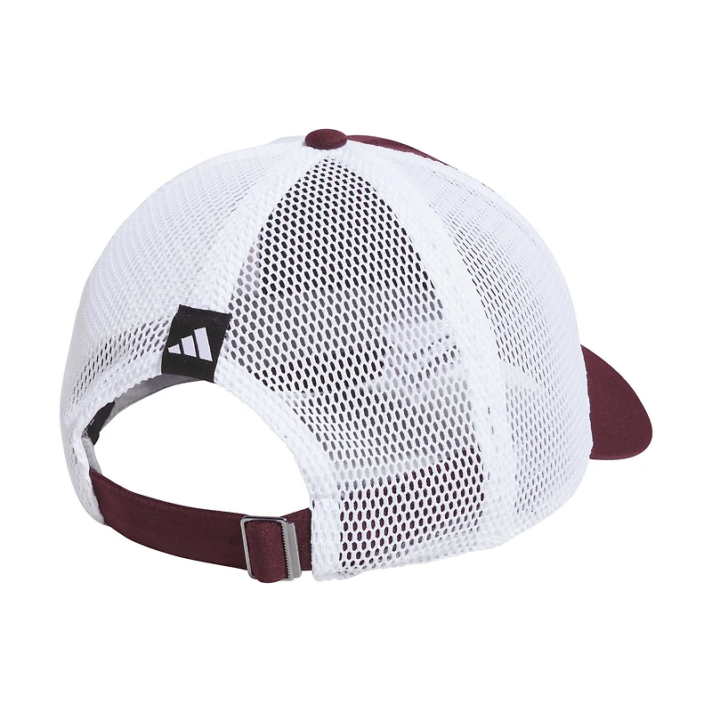 Casquette ajustable de camionneur souple pour hommes, mascotte des Bulldogs de l'État du Mississippi, marron adidas