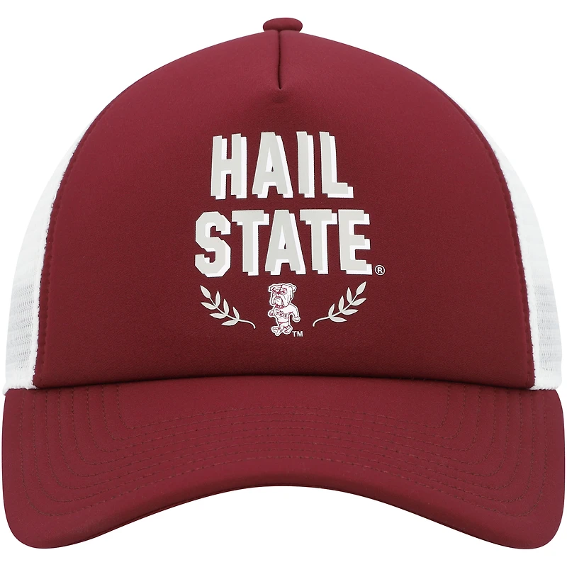 Casquette réglable de camionneur avant en mousse pour hommes adidas Maroon Mississippi State Bulldogs Phrase