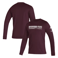 T-shirt à manches longues adidas Mississippi State Bulldogs Sideline Locker Strikethrough Creator AEROREADY pour homme
