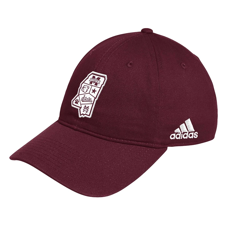 Casquette réglable Slouch State Slouch pour hommes adidas marron Mississippi State Bulldogs