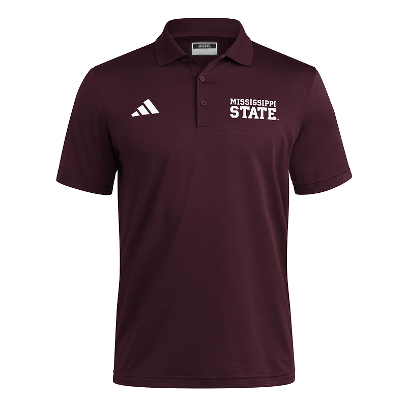 Polo adidas Ultimate 365 Ottoman pour homme, bordeaux, Mississippi State Bulldogs