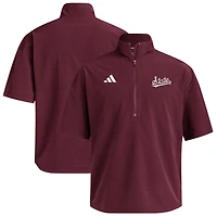 Men's adidas  Maroon Mississippi State Bulldogs Woven Quarter-Zip Short Sleeve Pullover