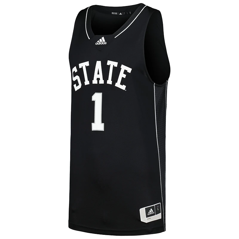 Maillot de basketball adidas #1 Mississippi State Bulldogs Swingman pour homme, noir