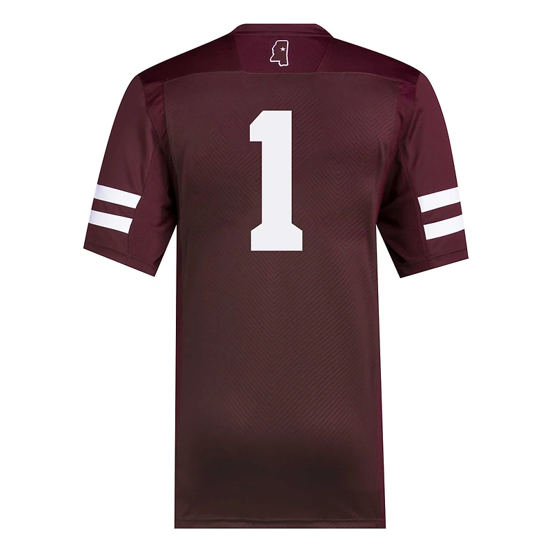 Men's adidas #1 Maroon Mississippi State Bulldogs Premier Football Jersey