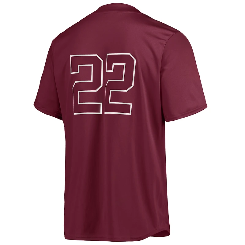 Maillot de baseball boutonné pour hommes adidas #22 Maroon Mississippi State Bulldogs