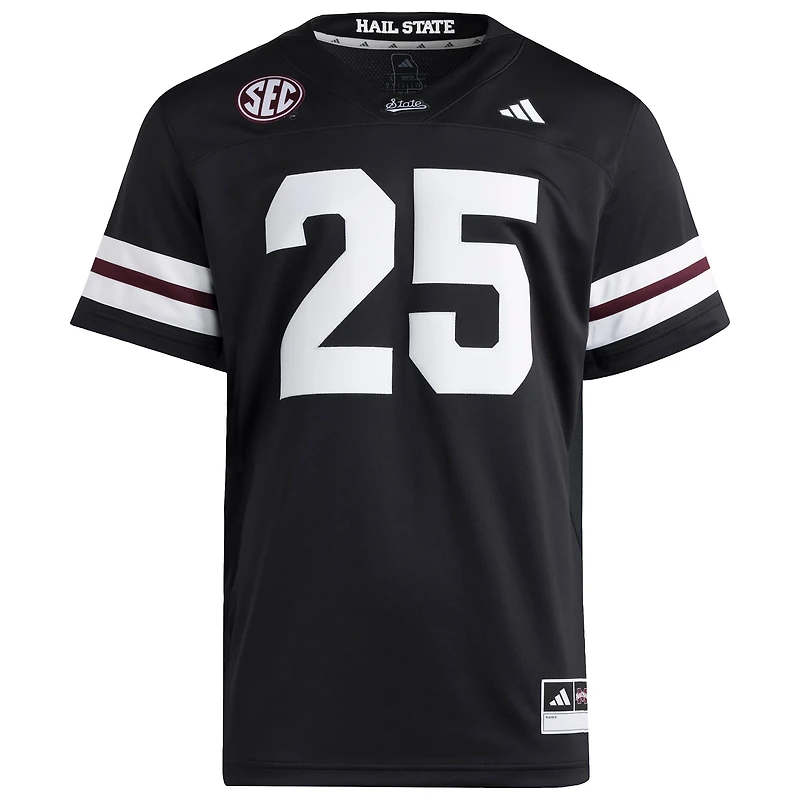 Men's adidas #25 Black Mississippi State Bulldogs Premier Strategy Jersey