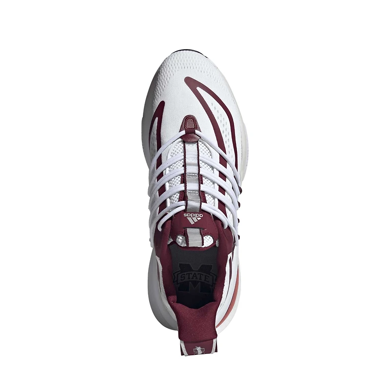 Chaussures adidas pour hommes blanc/marron Mississippi State Bulldogs Alphaboost V1 Sustainable BOOST