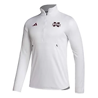 Men's adidas White Mississippi State Bulldogs 2023 Sideline AEROREADY Half-Zip Top