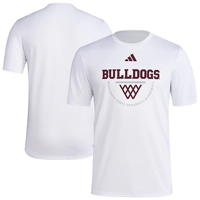 Men's adidas White Mississippi State Bulldogs Basketball Practice Net Arch Pregame T-Shirt