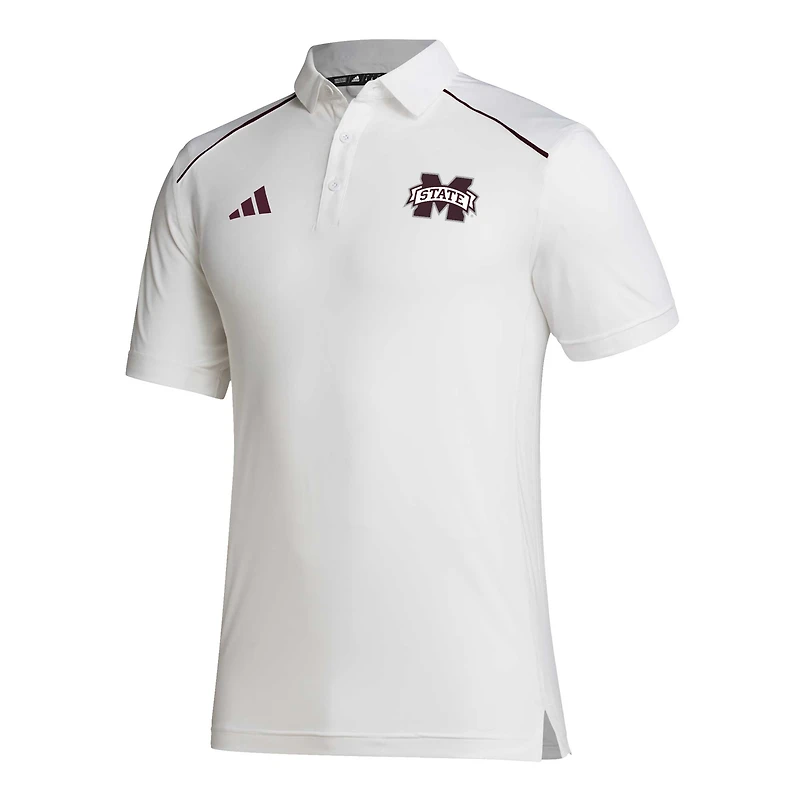 Men's adidas White Mississippi State Bulldogs Coaches AEROREADY Polo
