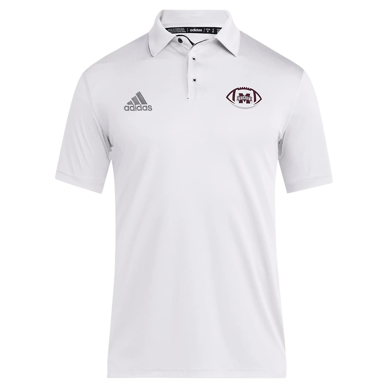 Polo d'entraîneur blanc pour homme adidas Mississippi State Bulldogs