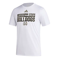 T-shirt Adidas Mississippi State Bulldogs Military Appreciation Pregame AEROREADY blanc pour homme