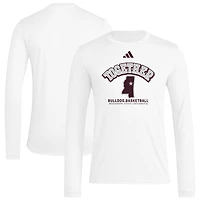 Men's adidas White Mississippi State Bulldogs Together On-Court Pregame Long Sleeve T-Shirt