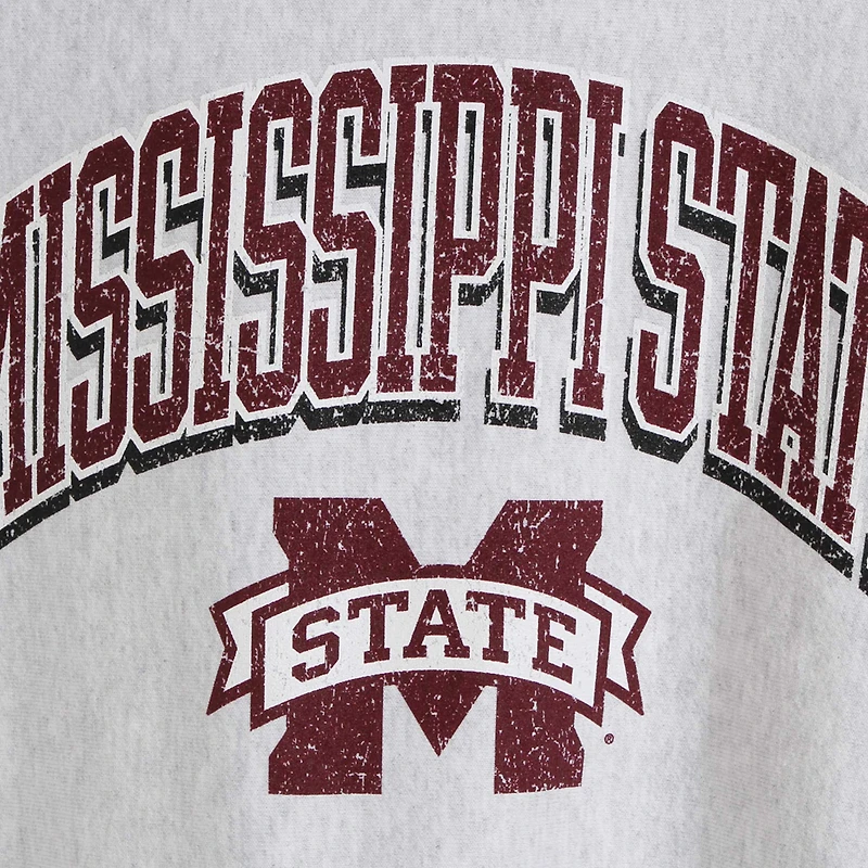 Men's Champion Gray Mississippi State Bulldogs Arch Over Logo Reverse Weave Pullover Sweatshirt