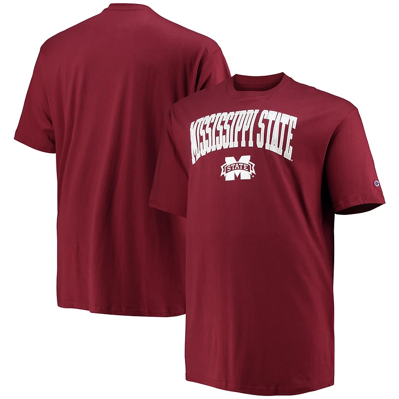 T-shirt homme Champion Maroon Mississippi State Bulldogs Tailles Big & Tall Arch Over Wordmark