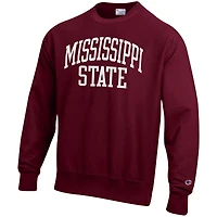 Men's Champion Maroon Mississippi State Bulldogs Relaxed Fit Arch Reverse Weave Pullover Sweatshirt