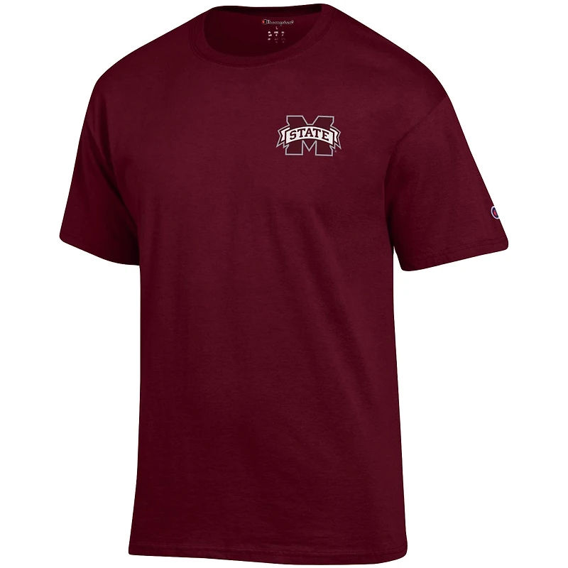 T-shirt à deux coups pour homme Champion Maroon Mississippi State Bulldogs Stack